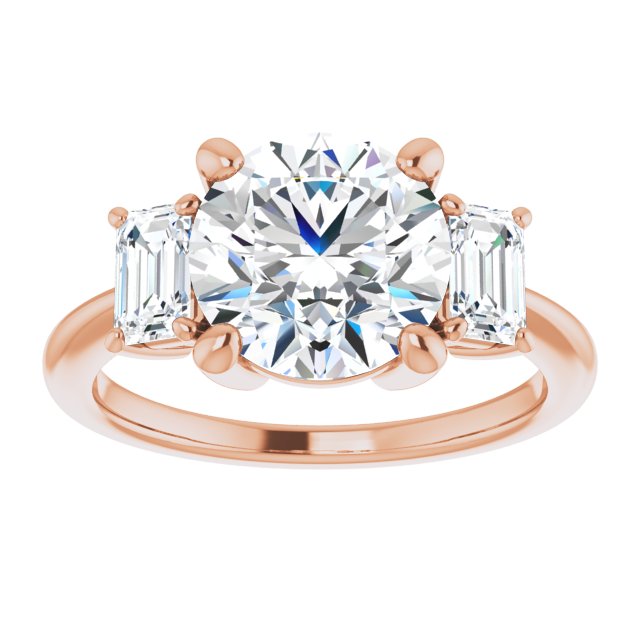 14K Rose 9 mm Round Engagement Ring Mounting/2-CT.5CT variant--Round variant--1.5CT variant--14K-rose-gold