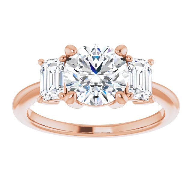 14K Rose 7.4 mm Round Engagement Ring Mounting variant--Round variant--2CT variant--14K-rose-gold