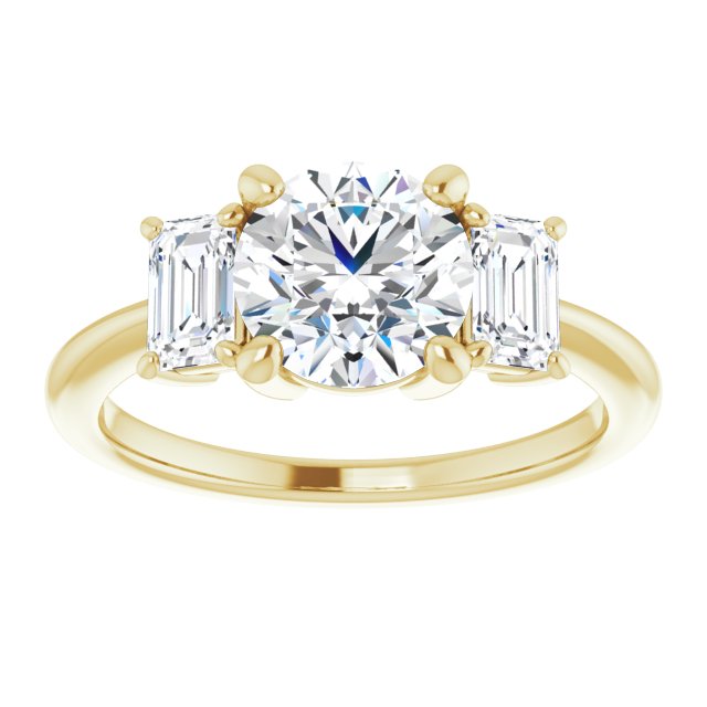 14K Yellow 7.4 mm Round Engagement Ring Mounting variant--Round variant--2CT variant--14K-yellow-gold