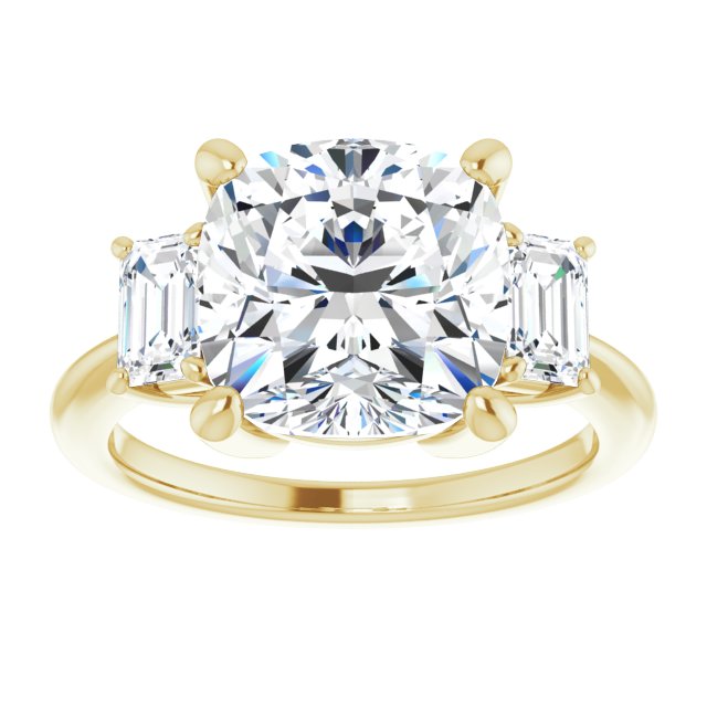 14K Yellow 10x10 mm Cushion Engagement Ring Mounting variant--Cushion variant--5CT variant--14K-yellow-gold