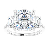 14K White 10x10 mm Cushion Engagement Ring Mounting variant--Cushion variant--5CT variant--14K-white-gold