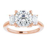 14K Rose 8x8 mm Cushion Engagement Ring Mounting variant--Cushion variant--3CT variant--14K-rose-gold