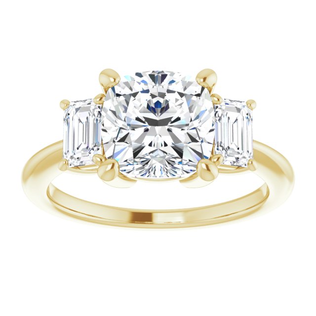 14K Yellow 8x8 mm Cushion Engagement Ring Mounting variant--Cushion variant--3CT variant--14K-yellow-gold