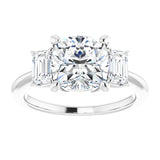 14K White 8x8 mm Cushion Engagement Ring Mounting variant--Cushion variant--3CT variant--14K-yellow-gold