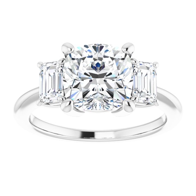 14K White 8x8 mm Cushion Engagement Ring Mounting variant--Cushion variant--3CT variant--14K-yellow-gold