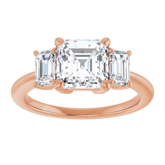 Engagement Ring Mounting variant--Asscher variant--2CT variant--14K-rose-gold