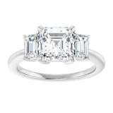 14K White 7x7 mm Asscher Engagement Ring Mounting variant--Asscher variant--2CT variant--14K-white-gold