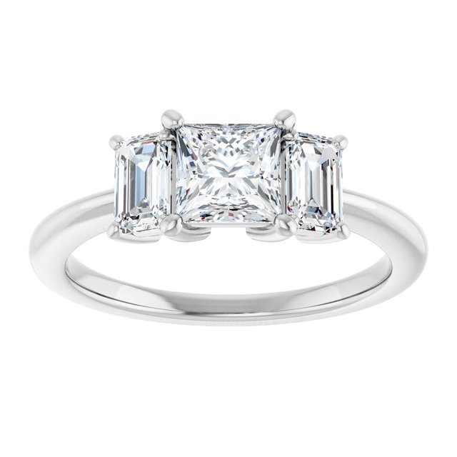 14K White 5x5 mm Square Engagement Ring Mounting variant--Square variant--1CT variant--14K-white-gold