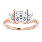 14K Rose 6.5x6.5 mm Square Engagement Ring Mounting variant--Square variant--1CT variant--14K-yellow-gold