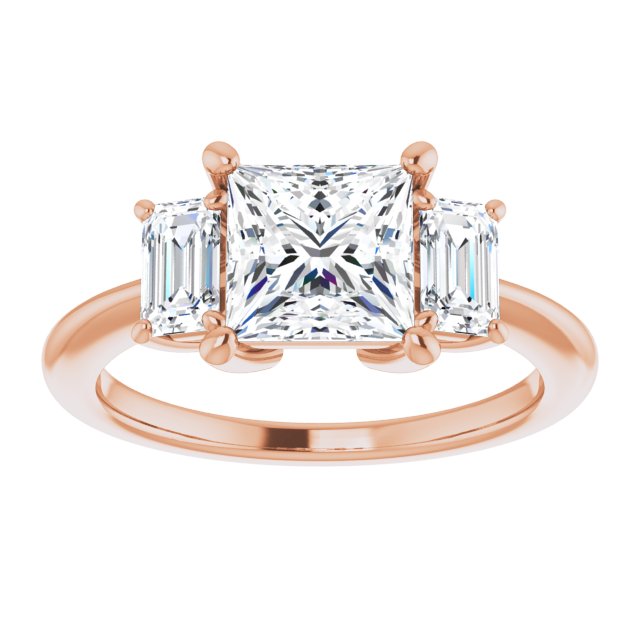 14K Rose 6.5x6.5 mm Square Engagement Ring Mounting variant--Square variant--1CT variant--14K-yellow-gold