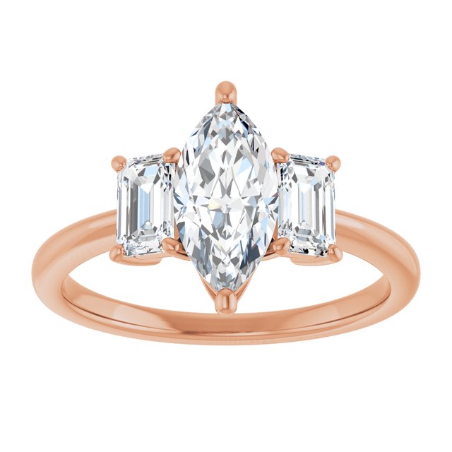 14K Rose 10x5 mm Marquise Engagement Ring Mounting variant--Marquise variant--1CT variant--14K-rose-gold