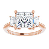 14K Rose 7.5x7.5 mm Square Engagement Ring Mounting variant--Square variant--2CT variant--14K-yellow-gold