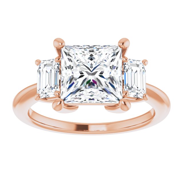 14K Rose 7.5x7.5 mm Square Engagement Ring Mounting variant--Square variant--2CT variant--14K-yellow-gold