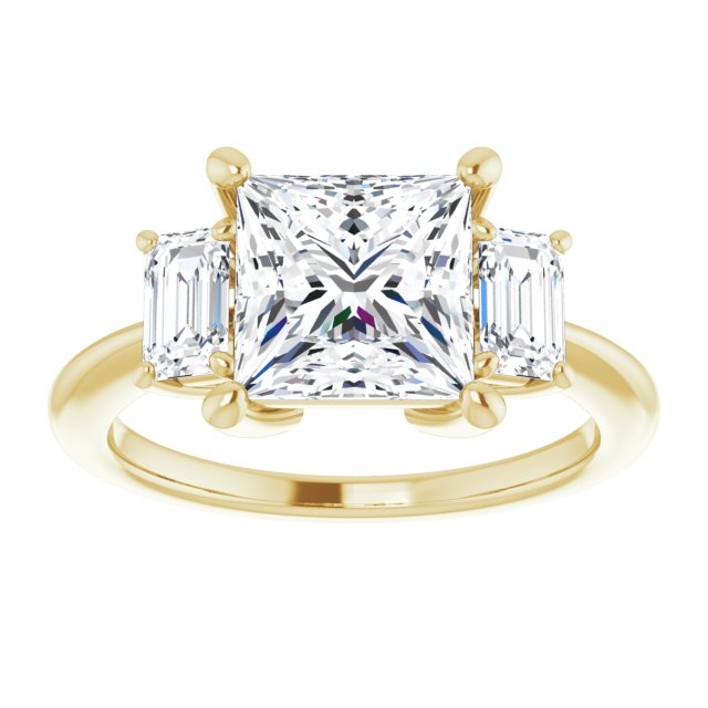 14K Yellow 7.5x7.5 mm Square Engagement Ring Mounting variant--Square variant--2CT variant--14K-yellow-gold