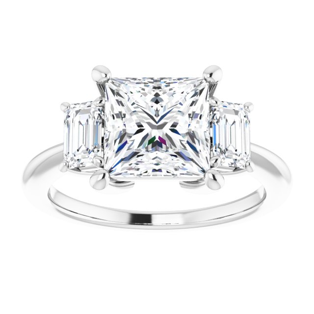 14K White 7.5x7.5 mm Square Engagement Ring Mounting/2-CT.5CT variant--Square variant--2.5CT variant--14K-white-gold