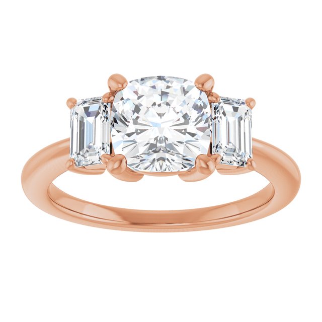 14K Rose 7x7 mm Cushion Engagement Ring Mounting variant--Cushion variant--2CT variant--14K-rose-gold