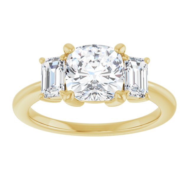 14K Yellow 7x7 mm Cushion Engagement Ring Mounting variant--Cushion variant--2CT variant--14K-yellow-gold