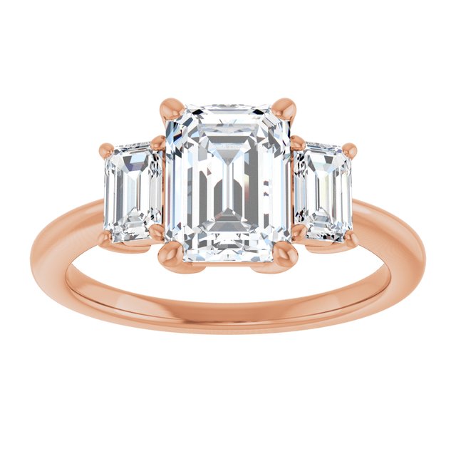 14K Rose 8x6 mm Emerald Engagement Ring Mounting/4-CT.75CT variant--Emerald variant--1.75CT variant--14K-rose-gold