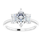 14K White 9x4.5 mm Marquise Engagement Ring Mounting 