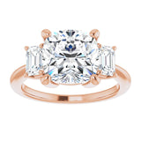 14K Rose 9x9 mm Cushion Engagement Ring Mounting variant--Cushion variant--4CT variant--14K-rose-gold