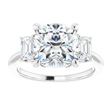 14K White 9x9 mm Cushion Engagement Ring Mounting variant--Cushion variant--4CT variant--14K-white-gold