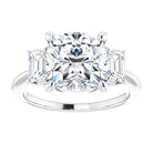 14K White 9x9 mm Cushion Engagement Ring Mounting 