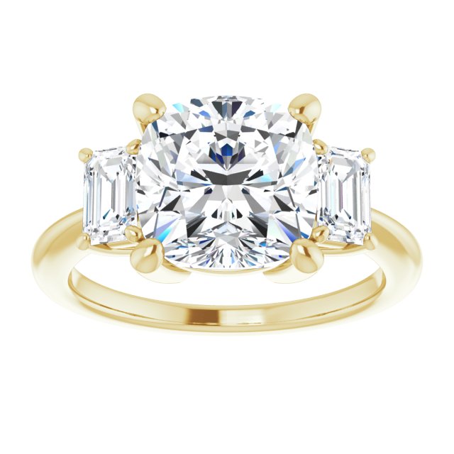 14K Yellow 9x9 mm Cushion Engagement Ring Mounting variant--Cushion variant--4CT variant--14K-yellow-gold