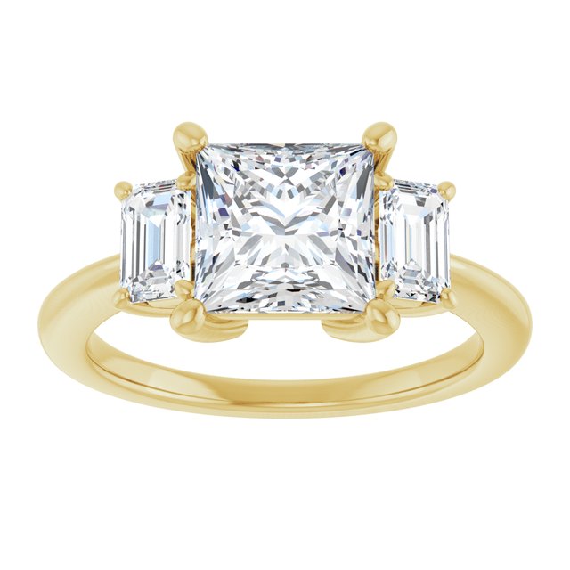 14K Yellow 7x7 mm Square Engagement Ring Mounting/2-CT.5CT variant--Square variant--1.5CT variant--14K-yellow-gold
