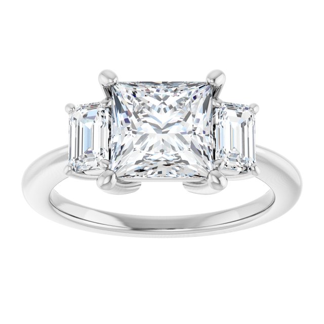 14K White 7x7 mm Square Engagement Ring Mounting/2-CT.5CT variant--Square variant--1.5CT variant--14K-white-gold
