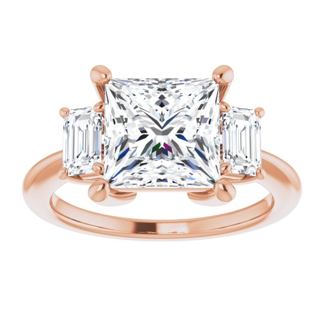 14K Rose 8x8 mm Square Engagement Ring Mounting/2-CT.5CT variant--Square variant--2.5CT variant--14K-rose-gold
