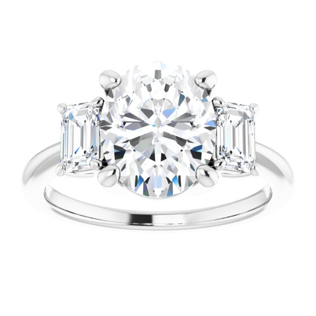 14K White 10x8 mm Oval Engagement Ring Mounting variant--Oval variant--2CT variant--14K-white-gold