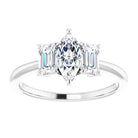 14K White 8x4 mm Marquise Engagement Ring Mounting 