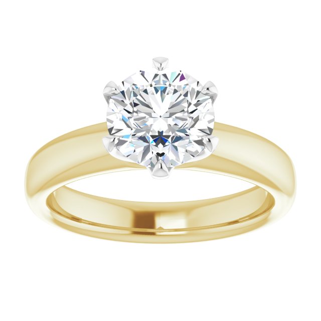 14K yellow/white gold 1 .5CT Round Diamond Egagement Ring Setting/2-CT/white-gold.5CT/white-gold variant--Round variant--1.5CT variant--14K-yellow/white-gold