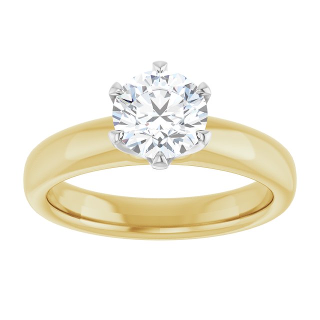 14K yellow/white gold 1CT Round Diamond Egagement Ring Setting/white-gold/white-gold variant--Round variant--1CT variant--14K-yellow/white-gold