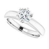 Modern six-prong engagement ring setting with substantial gold band/4-CT variant--.75CT variant--Round variant--.75CT variant--14K-white-gold
