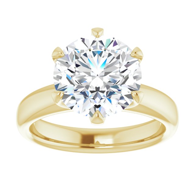 14K yellow gold 4CT Round Diamond Egagement Ring Setting variant--Round variant--4CT variant--14K-yellow-gold