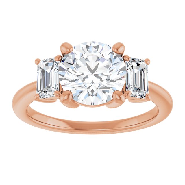 14K Rose 8 mm Round Engagement Ring Mounting variant--Round variant--3CT variant--14K-rose-gold