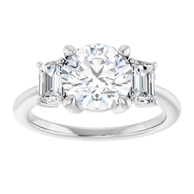 14K White 8 mm Round Engagement Ring Mounting variant--Round variant--3CT variant--14K-white-gold