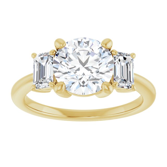 14K Yellow 8 mm Round Engagement Ring Mounting variant--Round variant--3CT variant--14K-yellow-gold