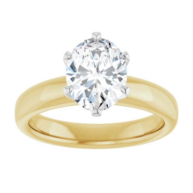 14K yellow/white gold 1.5CT Oval Diamond Egagement Ring Setting/2-CT/white-gold.5CT/white-gold variant--Oval variant--1.5CT variant--14K-yellow/white-gold