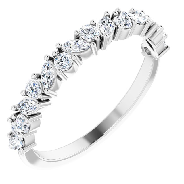 White Gold Nouveau Diamond Band variant--14K-white-gold variant--Diamond-Lab variant--Diamond-Nat variant--Platinum