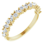 Art Nouveau diamond wedding band in white gold, angled side view showing band profile variant--14K-yellow-gold variant--Diamond-Lab variant--Diamond-Nat