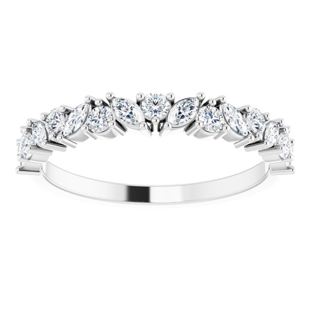 White Gold Nouveau Diamond Wedding Band variant--14K-white-gold variant--Diamond-Lab variant--Diamond-Nat variant--Platinum