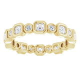 14K yellow gold .75CT Asscher Bezel-set Diamond Eternity Band variant--Asscher variant--2-mm variant--14K-white-gold
