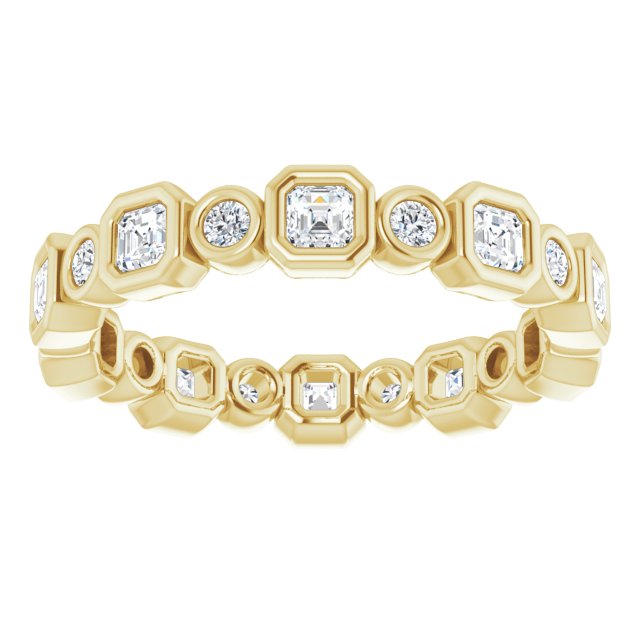 14K yellow gold .75CT Asscher Bezel-set Diamond Eternity Band variant--Asscher variant--2-mm variant--14K-white-gold