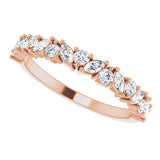 Art Nouveau diamond ring in rose gold, angled view showing light play on marquise diamonds variant--14K-rose-gold variant--Diamond-Lab variant--Diamond-Nat
