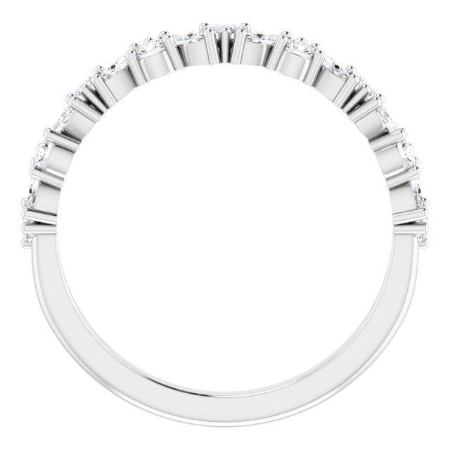 White Gold Nouveau Diamond Anniversary Band variant--14K-white-gold variant--Diamond-Lab variant--Diamond-Nat variant--Platinum