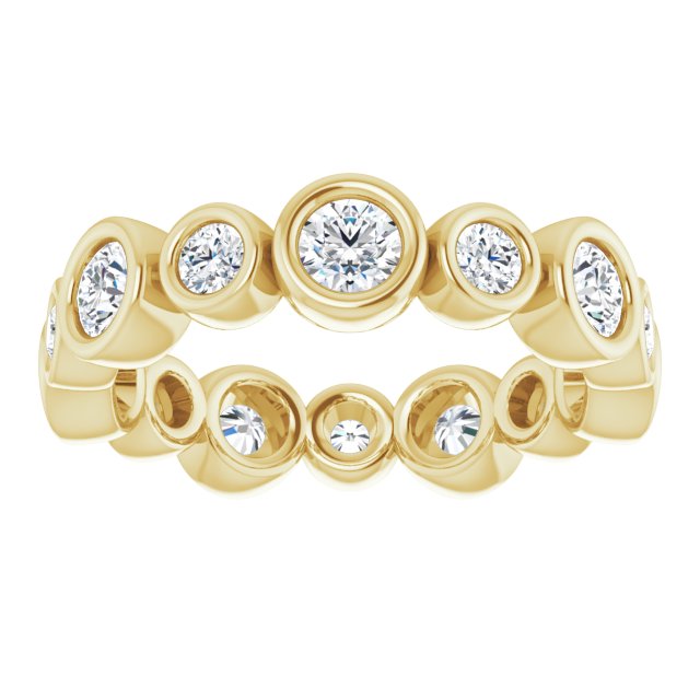 14K yellow gold 1 1/5CT Round Bezel-set Diamond Eternity Band variant--Round variant--3mm variant--14K-white-gold