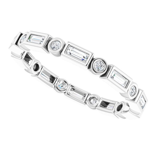 Modern bezel diamond wedding band variant--Baguette variant--2-mm variant--14K-white-gold