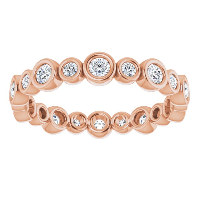 14K rose gold .5CT Round Bezel-set Diamond Eternity Band variant--Round variant--3mm variant--14K-yellow-gold